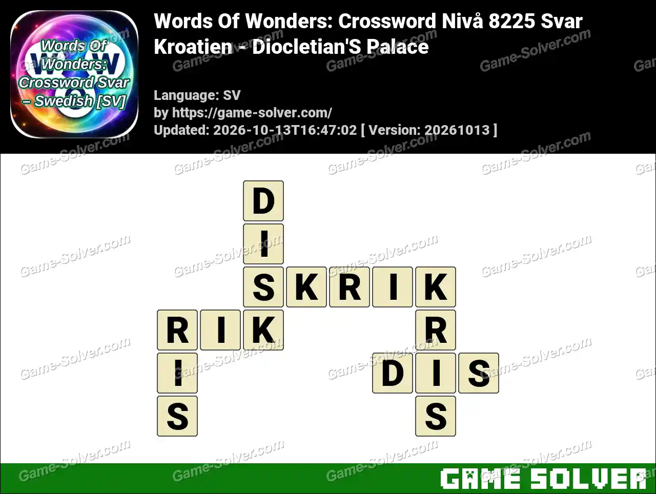 Words Of Wonders: Crossword Nivå 8225 Svar – Kroatien – Diocletian’S Palace